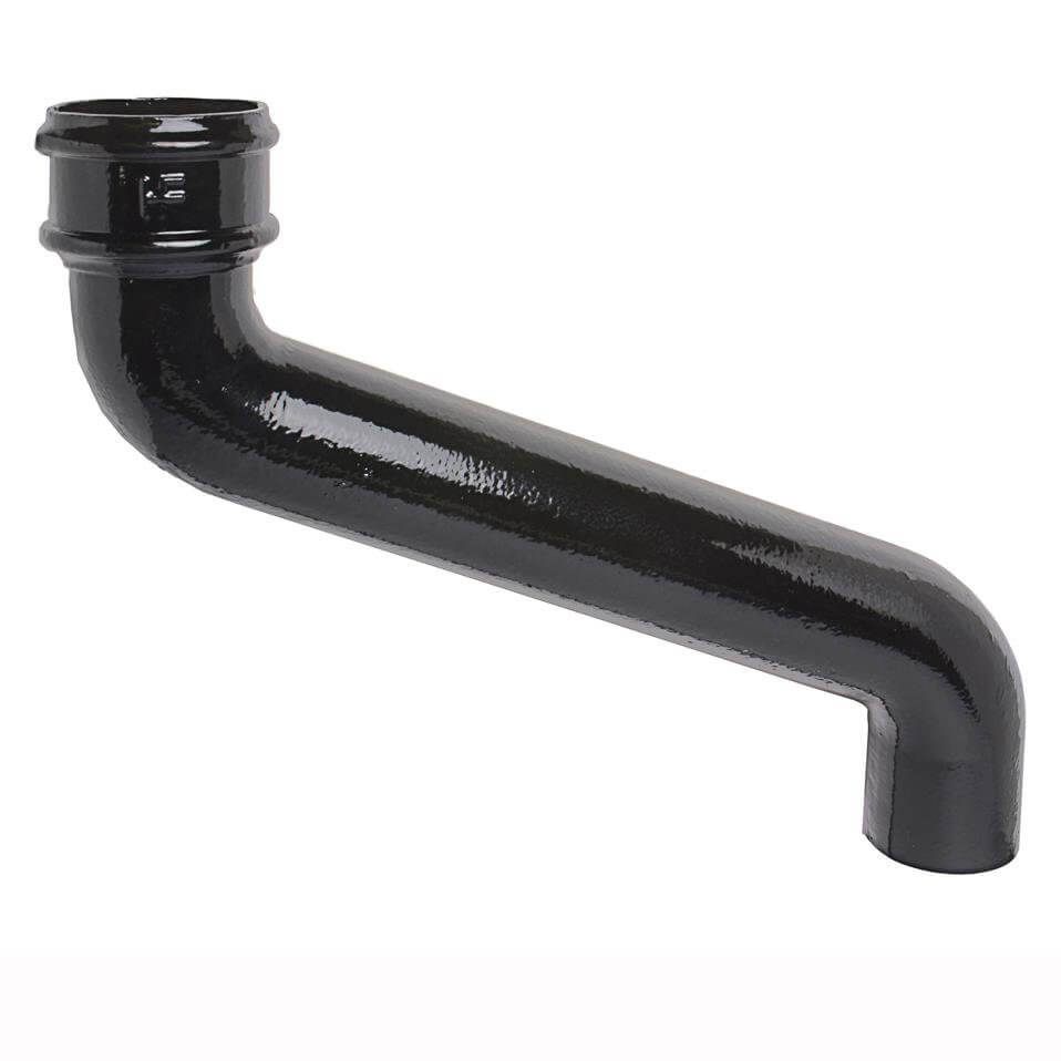 Cast Iron Round Downpipe Offset - 380mm Projection 75mm Black