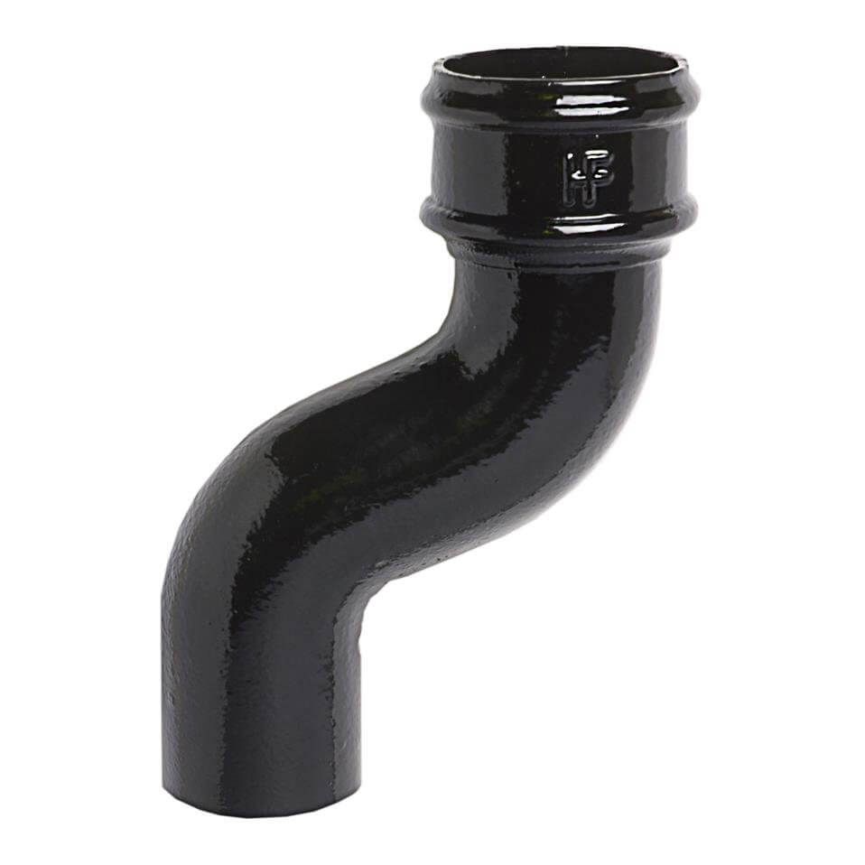 Cast Iron Round Downpipe Offset - 115mm Projection 100mm Black
