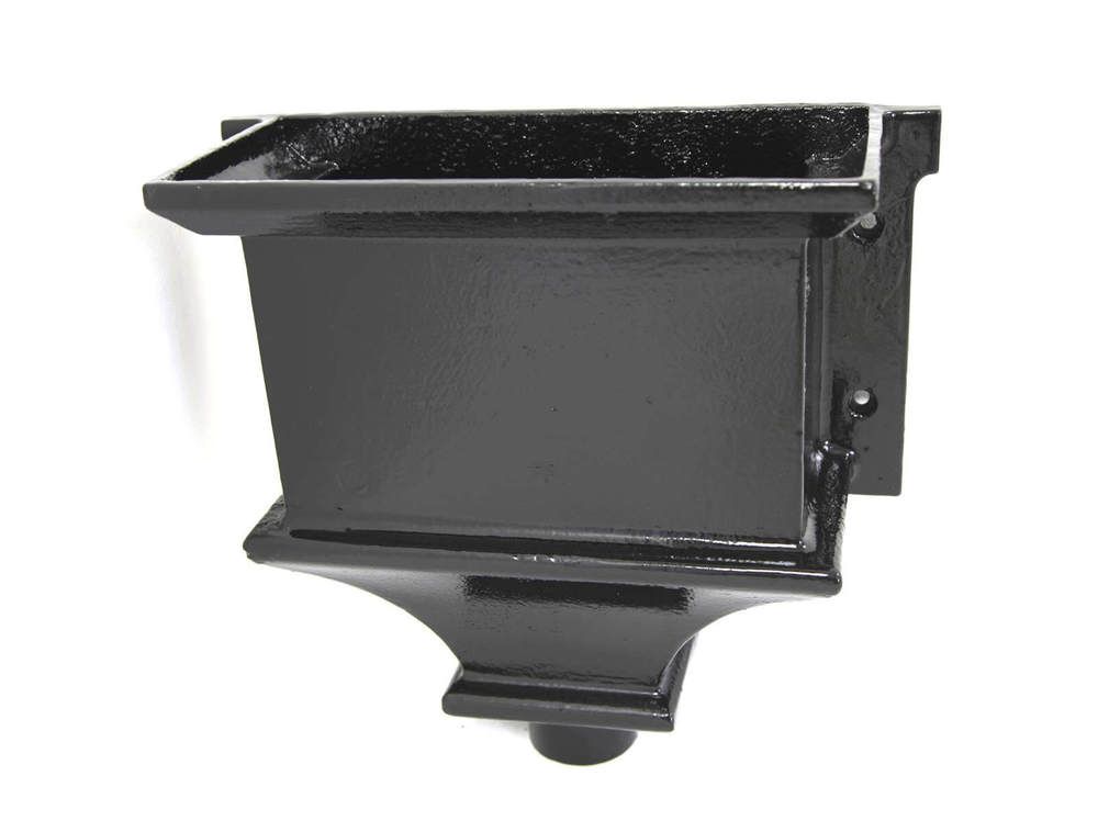 Cast Iron Round Downpipe Hopper Head Traditional Flanged Outlet - 65mm Black