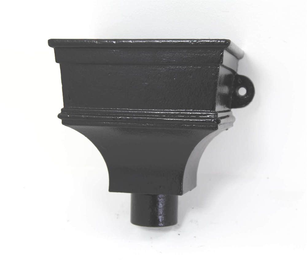 Cast Iron Round Downpipe Hopper Head Traditional Shallow Eared Outlet - 65mm Black