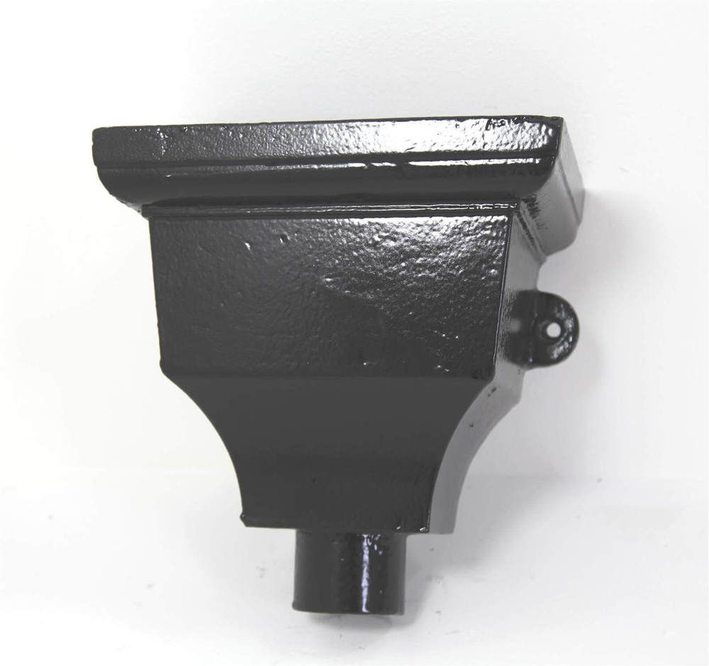 Cast Iron Round Downpipe Hopper Head Traditional Eared Outlet - 65mm Black