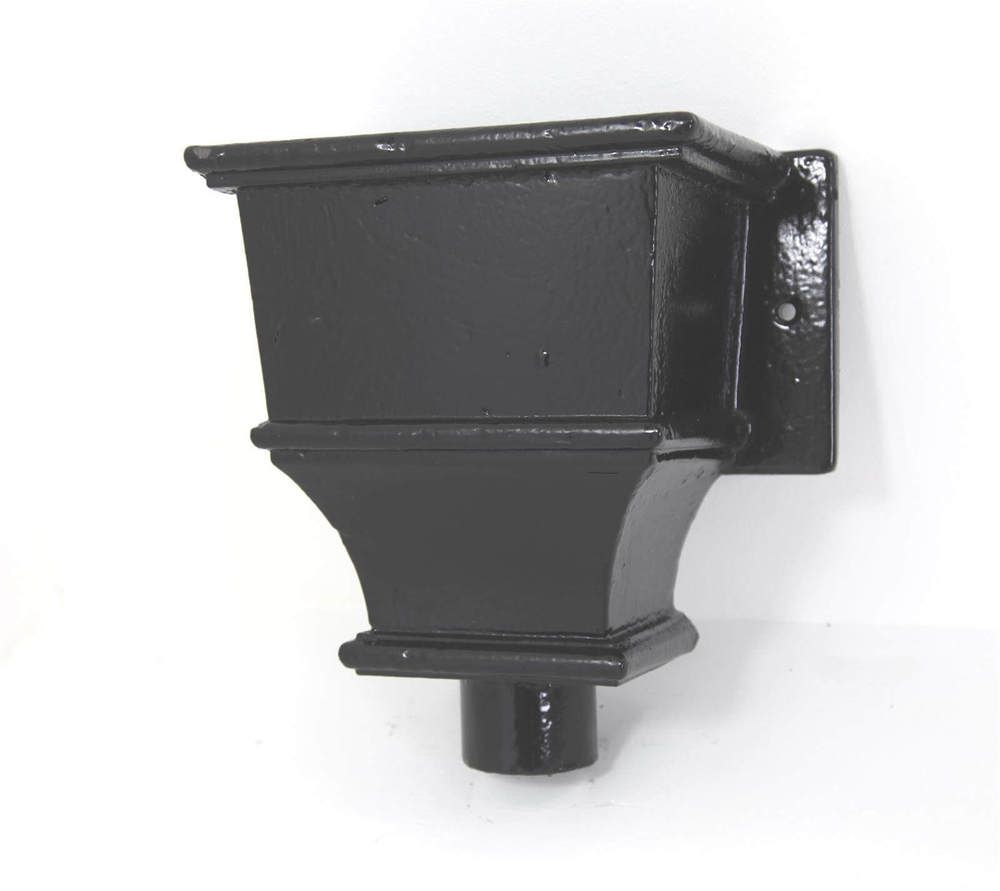 Cast Iron Round Downpipe Hopper Head Traditional Deep Flanged Outlet - 65mm Black