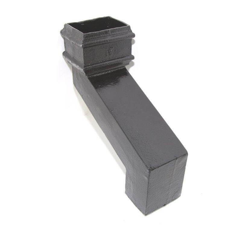 Cast Iron Rectangular Downpipe - 305mm Front Projection 100mm x 75mm Black