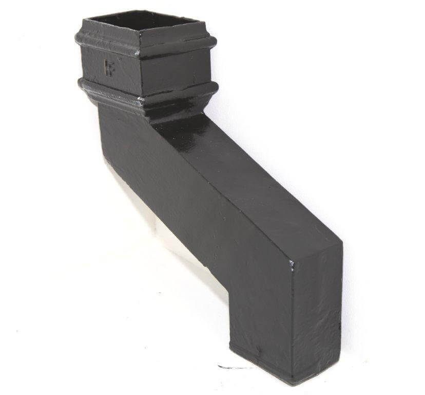 Cast Iron Square Downpipe Offset - 533mm Projection 100mm Black