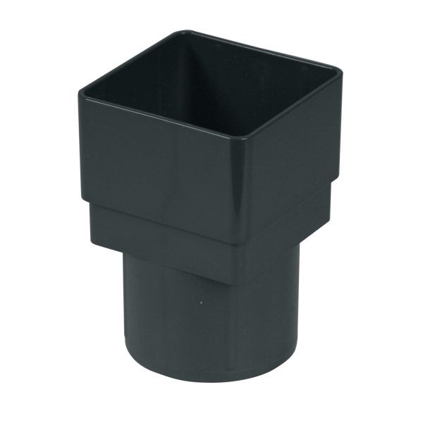 PVC Square to PVC Round Downpipe Adaptor - Anthracite Grey