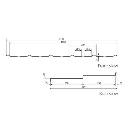 Galeco Brosa Modular Metal Roof Tile - Dark Graphite Semi Matt