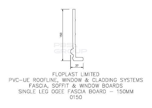 150mm White Ogee Fascia Capping Board - 9mm x 5mtr