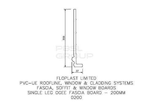 200mm White Ogee Fascia Capping Board - 9mm x 5mtr