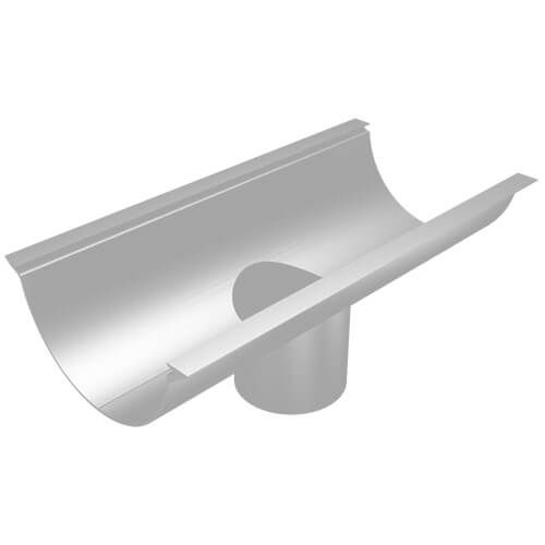Aluminium Beaded Half Round Gutter Running Outlet - 125mm for 101mm Square Downpipe PPC Finish