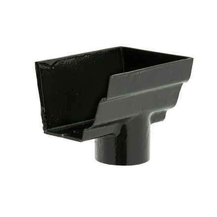 Cast Iron H16 Ogee Gutter Stopend Outlet Socketed - 150mm for 65mm Downpipe Black