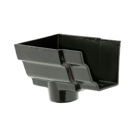 Cast Iron H16 Ogee Gutter Stopend Outlet Spigoted - 150mm for 75mm Downpipe Black