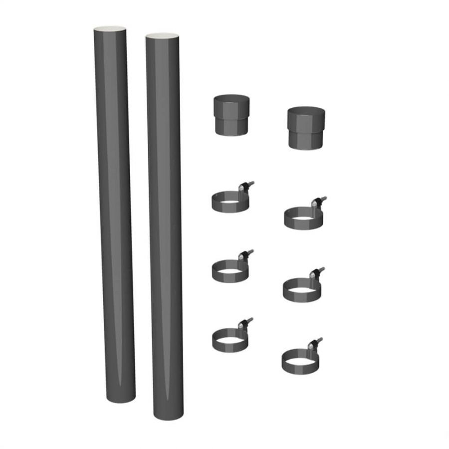 Pvc Gutter Socket Galeco Round PVC Socket Downpipe Kit Graphite Grey - 100mm Diameter