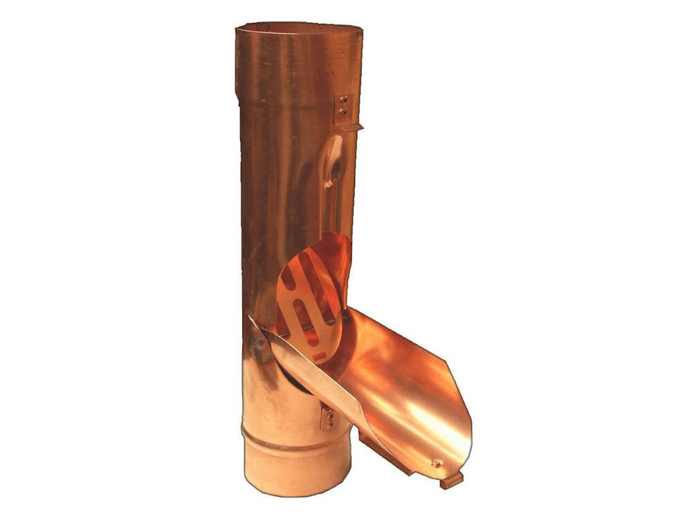 Copper Round Downpipe Water Diverter - 80mm