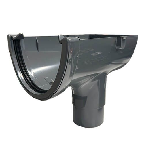FloPlast Deepflow/ Hi-Cap Gutter Stopend Outlet - 115mm x 75mm Anthracite Grey