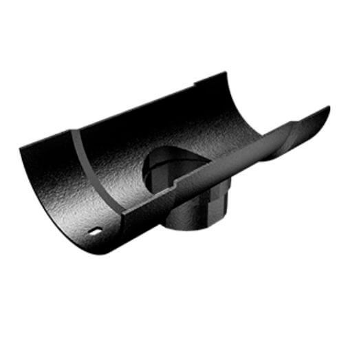 Cast Aluminium Half Round Gutter Running Outlet - 100mm x 76mm Black