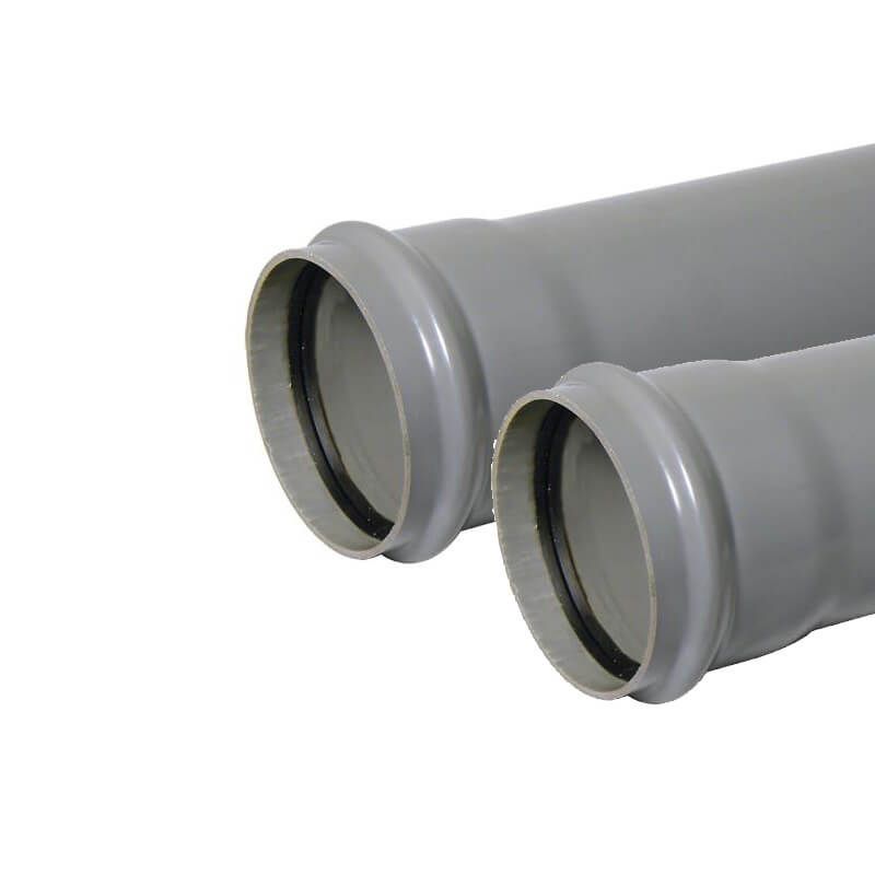 FloPlast Ring Seal Soil Pipe Single Socket - 110mm x 3mtr Grey - Pack of 2