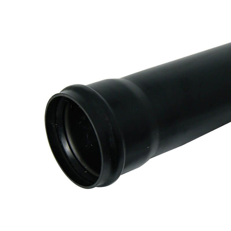 FloPlast Ring Seal Soil Pipe Single Socket - 110mm x 3mtr Black