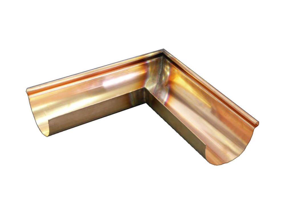 Copper Large Half Round Gutter External Corner - 135 Degree x 185mm