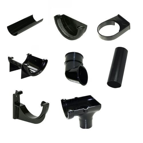 FloPlast Mini Gutter Shed Pack Pent Style Roof - 8 x 6 Black