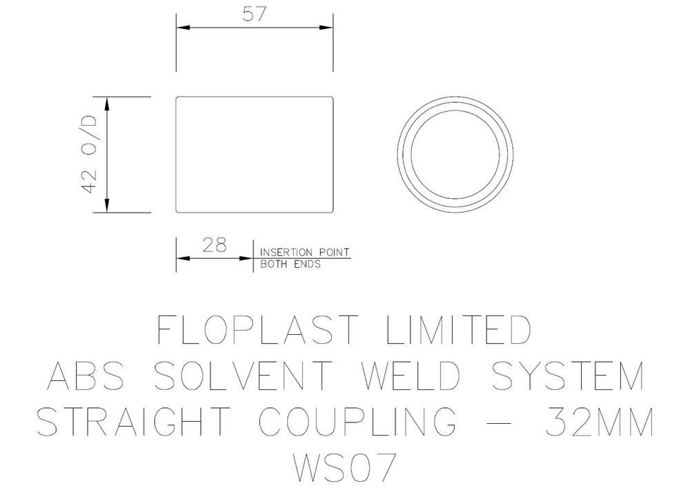 FloPlast Solvent Weld Waste Coupling - 32mm Black - Pack of 25