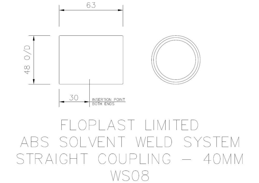 FloPlast Solvent Weld Waste Coupling - 40mm White - Pack of 25
