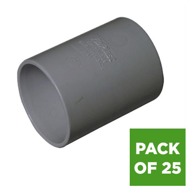 FloPlast Solvent Weld Waste Coupling - 40mm Grey - Pack of 25