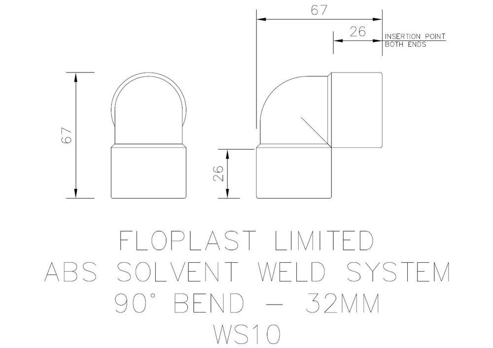 FloPlast Solvent Weld Waste Bend Knuckle - 90 Degree x 32mm Grey - Pack of 5