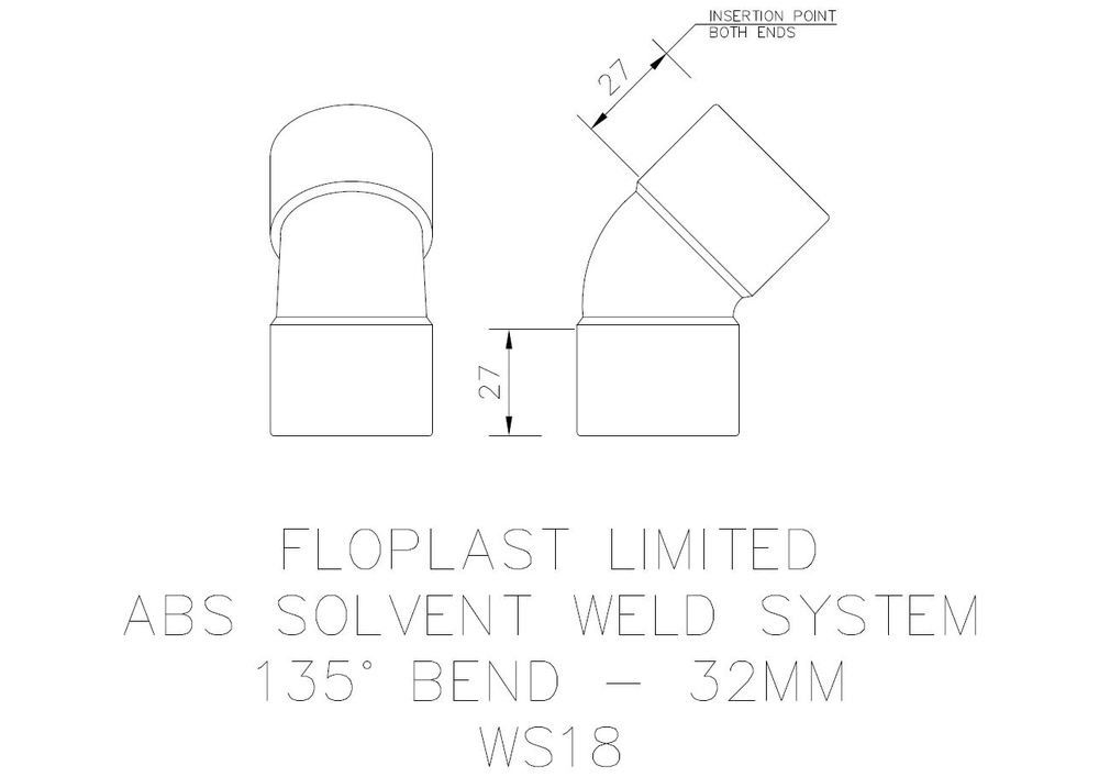 FloPlast Solvent Weld Waste Bend - 135 Degree x 32mm White - Pack of 5