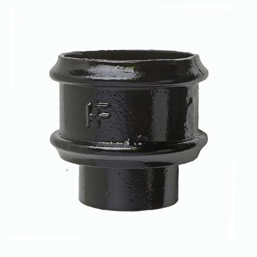 Cast Iron Round Downpipe Non-Eared Loose Socket with Spigot - 150mm Black
