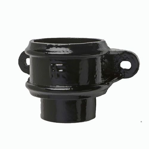 Cast Iron Round Downpipe Eared Loose Socket with Spigot - 150mm Black