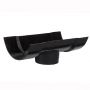 Cast Iron Half Round Gutter Running Outlet - 150mm for 75mm Downpipe Black