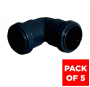 FloPlast Push Fit Waste Bend Knuckle - 90 Degree x 32mm Black - Pack of 5