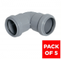 FloPlast Push Fit Waste Bend Knuckle - 90 Degree x 32mm Grey - Pack of 5