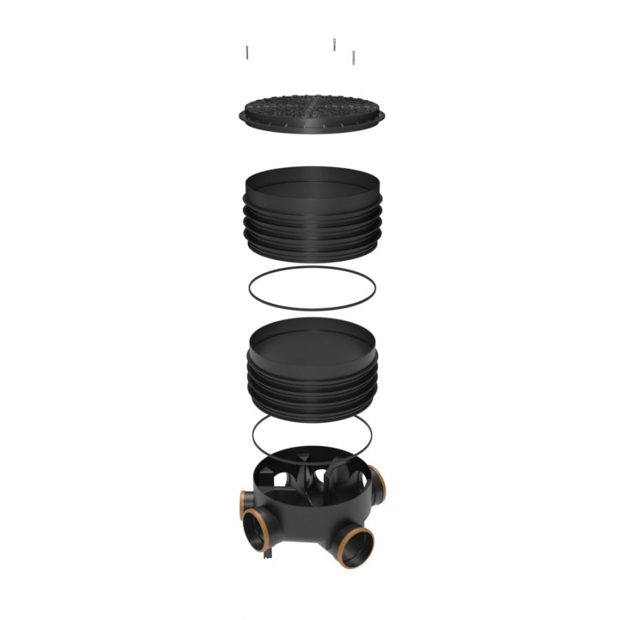 FloPlast Inspection Chamber Set with Polypropylene Cover - 450mm Diameter For 160mm Drainage