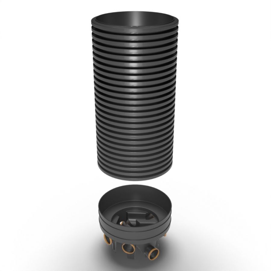 Inspection Chamber Set - 600mm Diameter x 1960mm Depth with 110mm Channel & 110mm Inlets