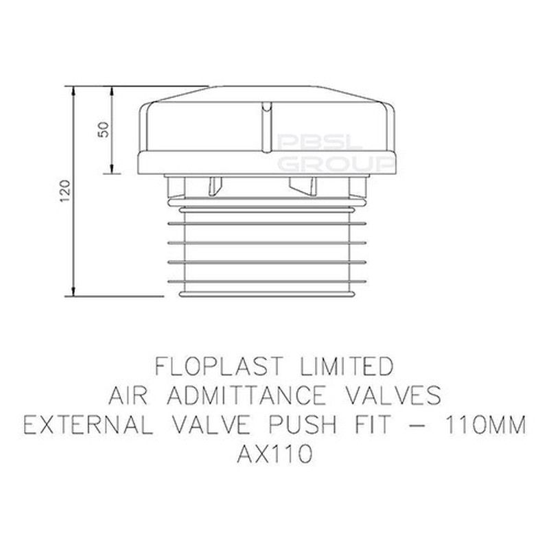 FloPlast Air Admittance Valve External - 110mm Black - Pack of 2