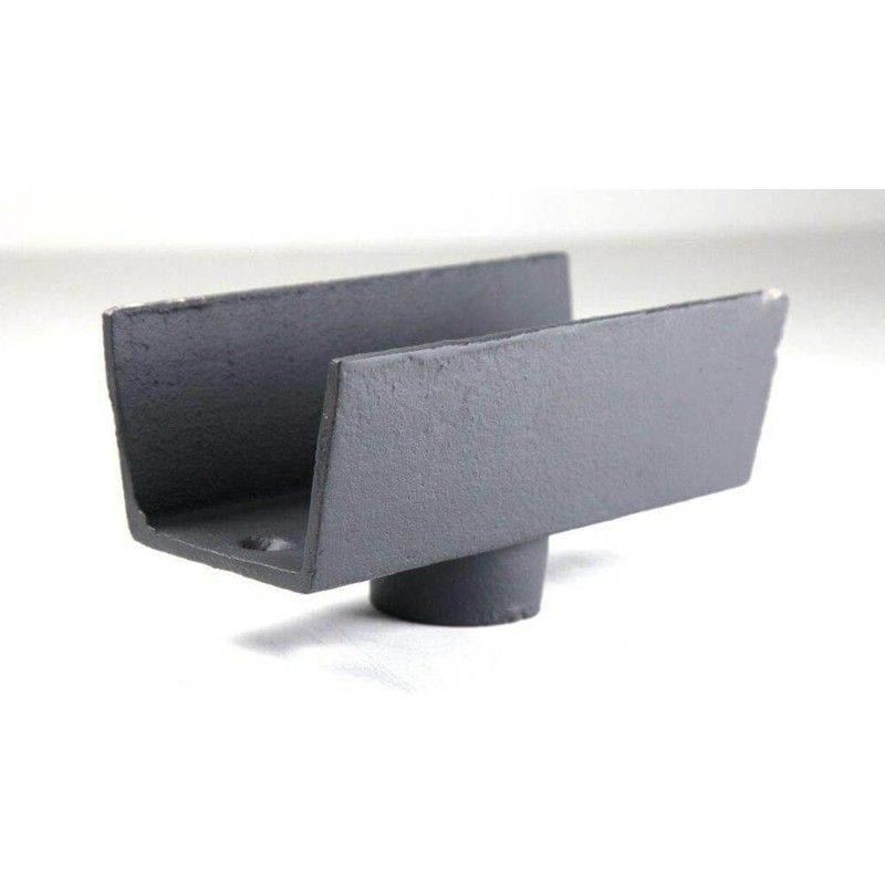 Cast Iron Box Gutter Running Outlet - 100mm for 65mm Downpipe Primed