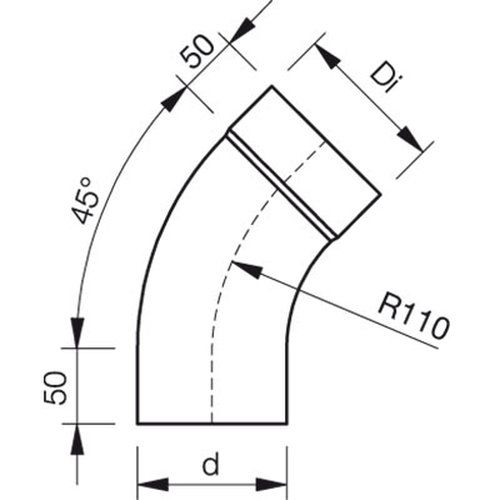 Lindab Steel Downpipe Bend with Socket 45 - 87mm Silver Metallic
