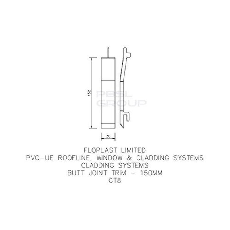 FloPlast Shiplap Cladding Butt Joint - 150mm Black Ash Woodgrain