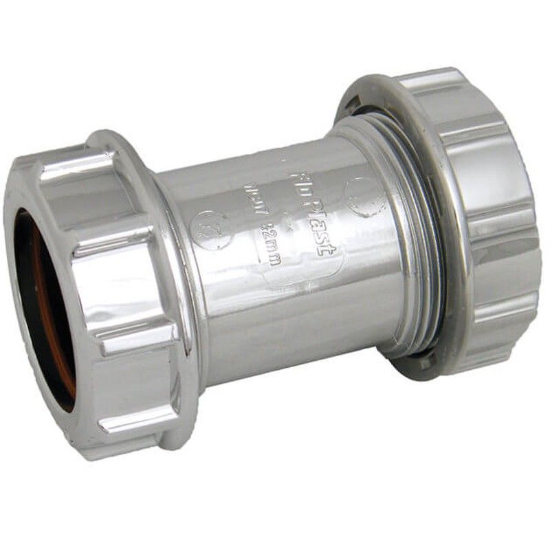 FloPlast Chrome Style Waste Straight Coupling - 32mm