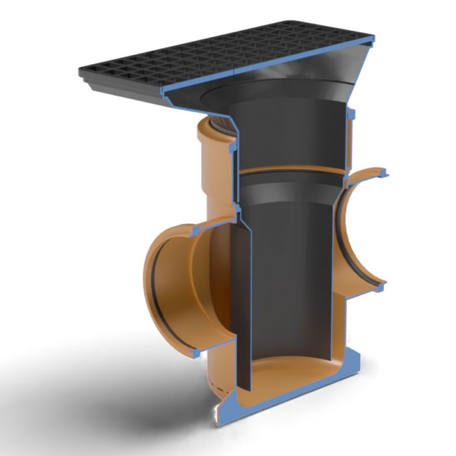 FloPlast Drainage Back Inlet Bottle Gully Rectangular Grid - 110mm
