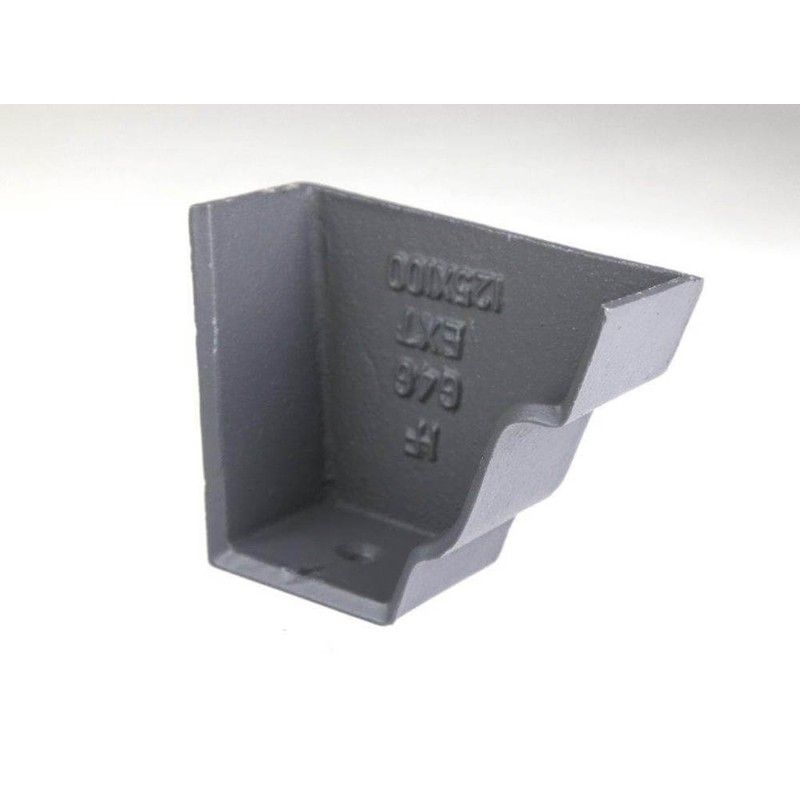 Cast Iron Moulded Ogee Gutter Right Hand External Stopend - 100mm Primed
