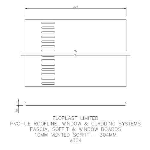 300mm White Vented Soffit Board - 10mm x 5mtr