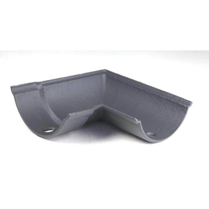 Cast Iron Beaded Half Round Gutter Right Hand Angle - 90 Degree x 115mm Primed