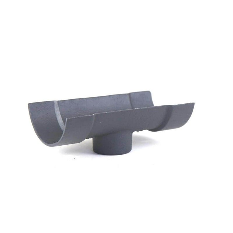 Cast Iron Half Round Gutter Running Outlet - 100mm for 65mm Downpipe Primed