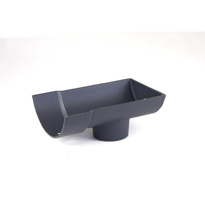 Cast Iron Half Round Gutter Stopend Outlet - 100mm for 65mm Downpipe Primed