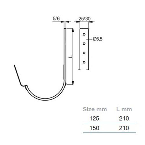 Lindab Steel Gutter 210mm Flex-Fit Rafter Bracket - 150mm Dark Red