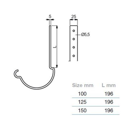 Lindab Steel Gutter 200mm Rafter Bracket - 150mm Antique White