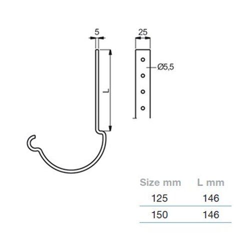 Lindab Steel Gutter 150mm Rafter Bracket - 125mm Anthracite Metallic