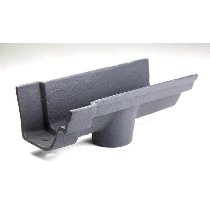 Cast Iron Notts Ogee Gutter Running Outlet - 115mm for 65mm Downpipe Primed